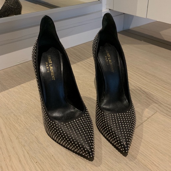 Saint Laurent Leather Studded Pumps - Picture 2 of 6